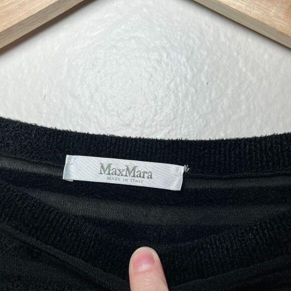 MaxMara womens med Black Textured Striped Knit Sweater boat neck Long Sleeve - Picture 7 of 9